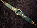 Green and Gold Leather Cuff Bracelet