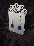 Chainmail Earrings with Royal Blue Glass Drop Beads