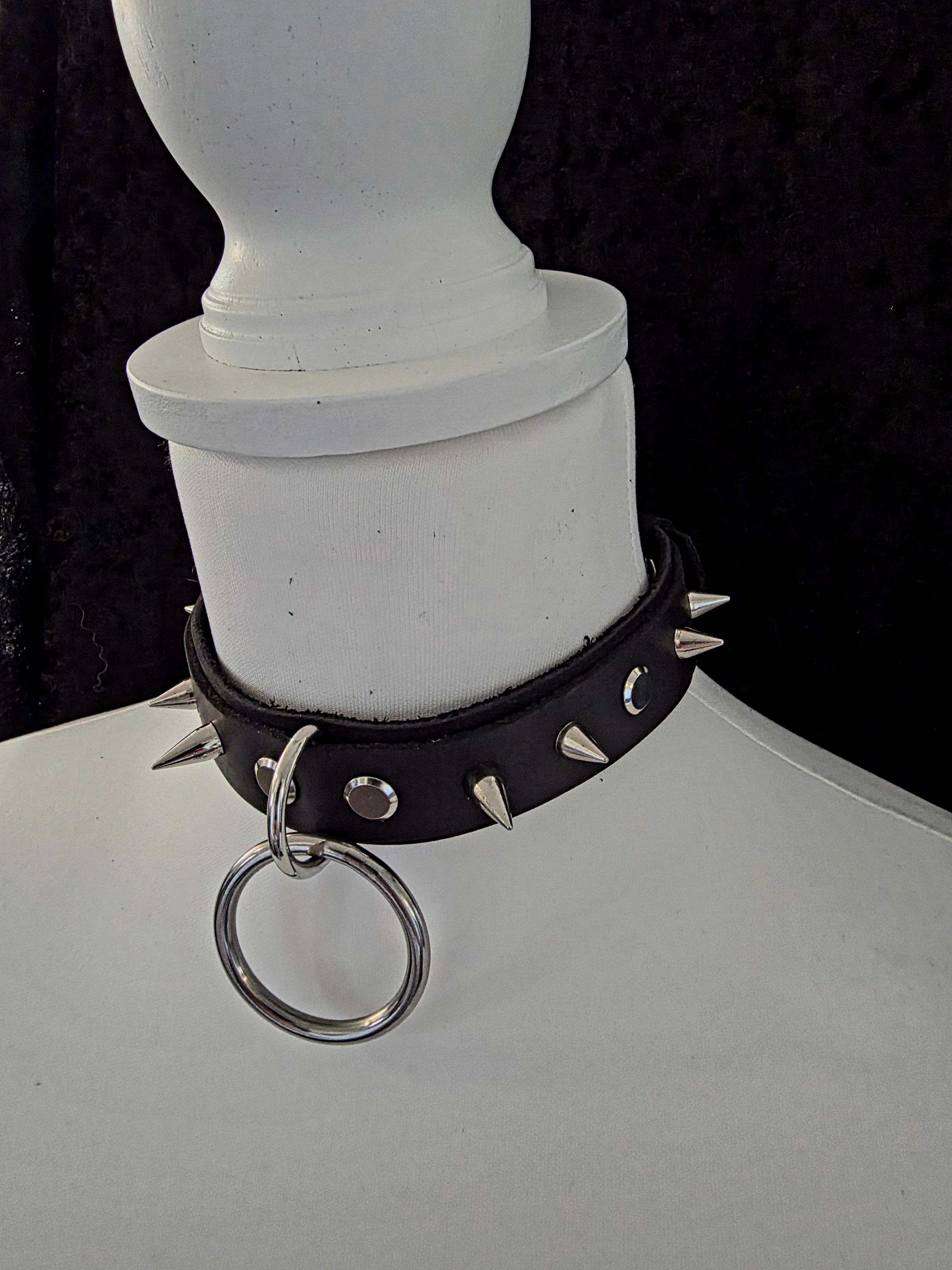 Double Layer Spiked Leather Collar