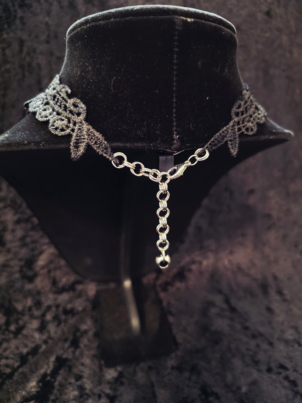 Lace and Chainmail Royal Blue Jeweled Choker
