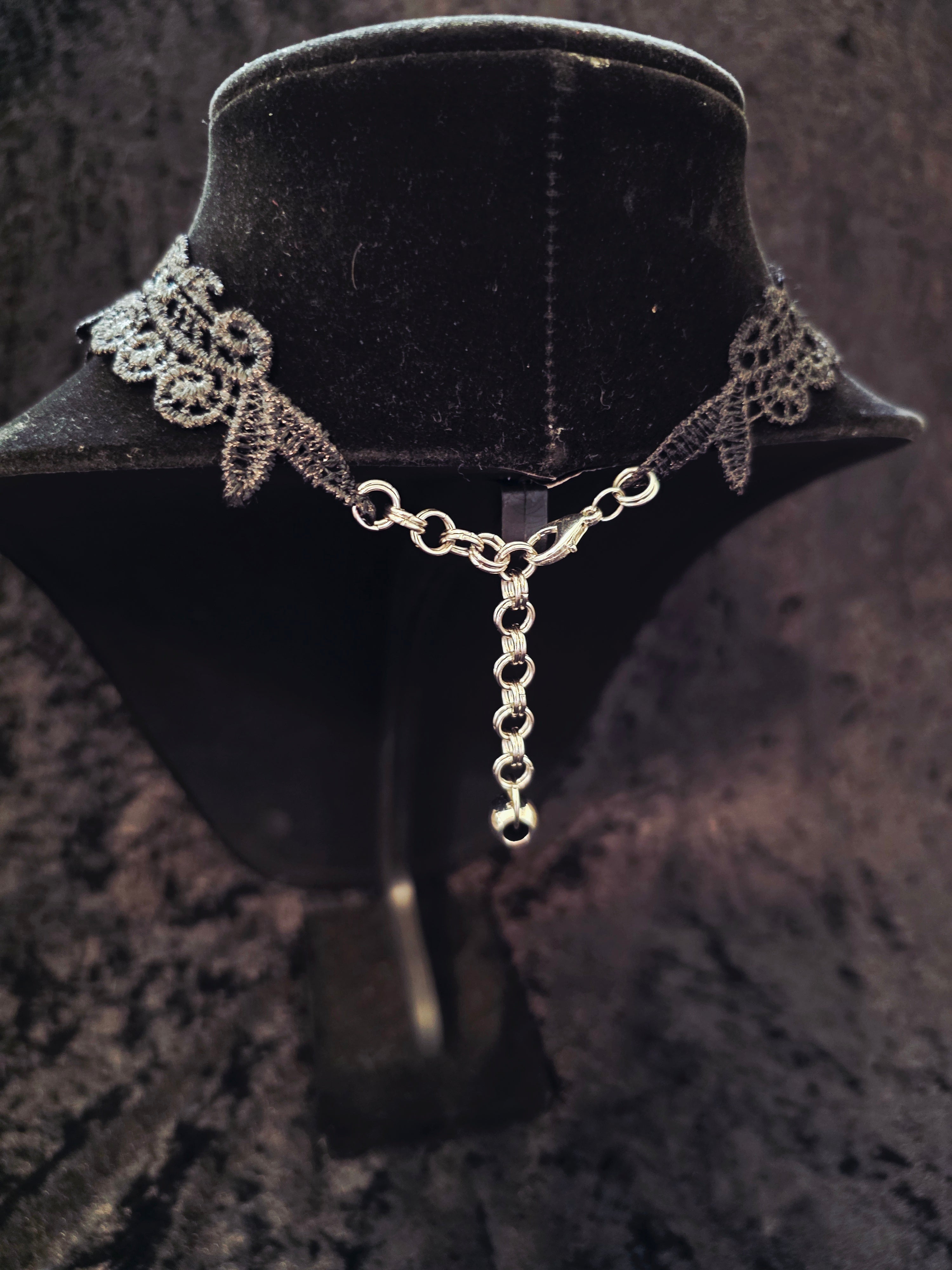 Lace and Chainmail Royal Blue Jeweled Choker