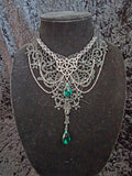 Lace and Chainmail Emerald Jeweled Choker