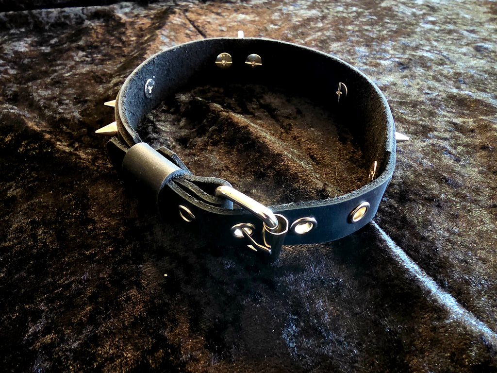 Double Layer Spiked Leather Collar