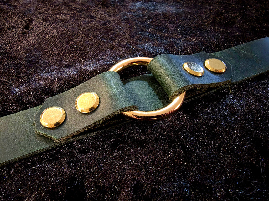 Green and Gold Leather Cuff Bracelet