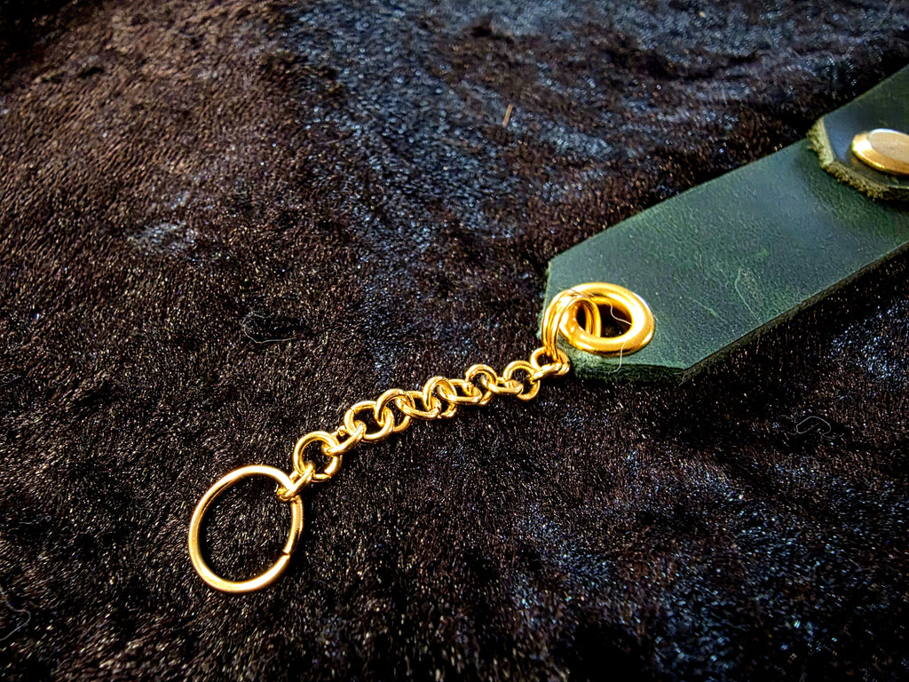 Green and Gold Leather Cuff Bracelet