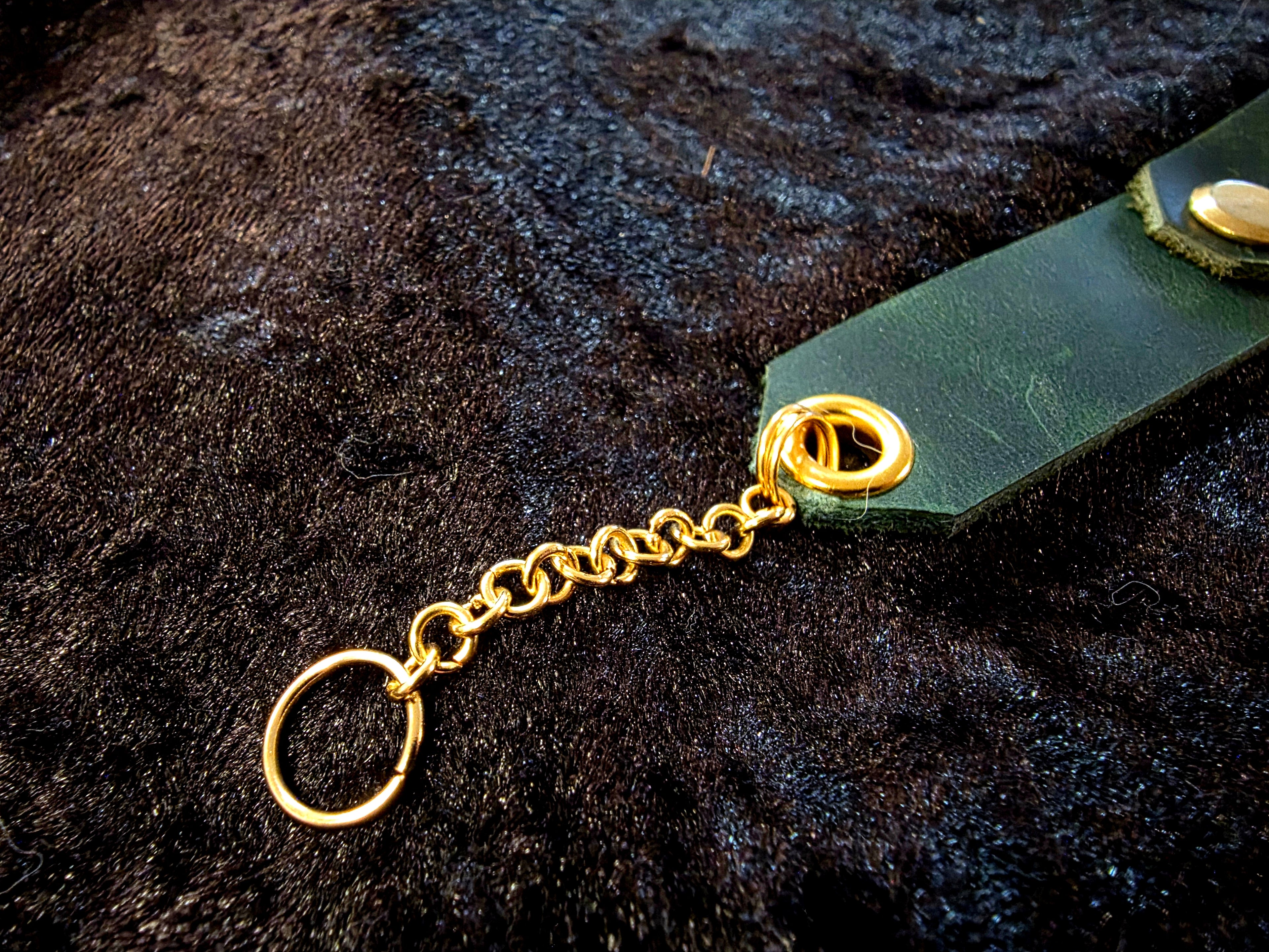 Green and Gold Leather Cuff Bracelet